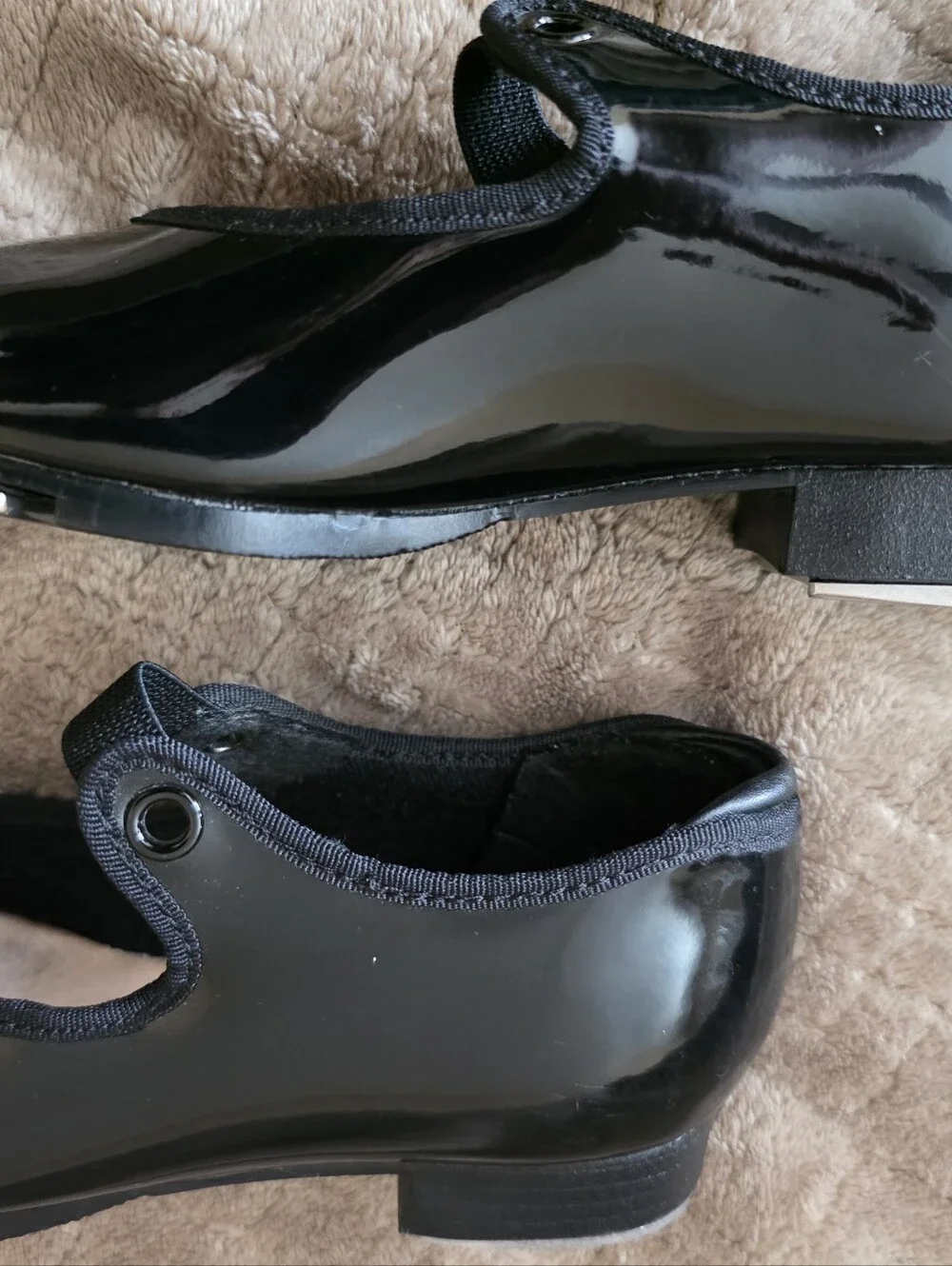 Tap Dancing Shoes Capezzo Black Patent Leather Elastic Closure 12 1/2 M Children